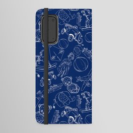 Blue and White Toys Outline Pattern Android Wallet Case