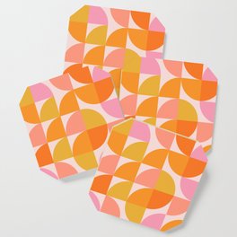 Mid Century Mod Geometry in Pink and Orange Coaster