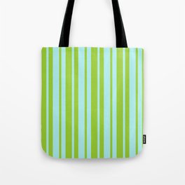 [ Thumbnail: Green and Turquoise Colored Stripes Pattern Tote Bag ]