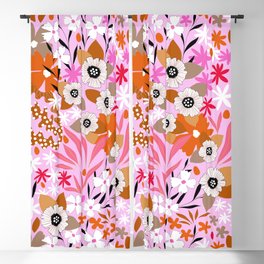Maximalist Boho Floral Pattern 5. Earthy pink & orange Blackout Curtain