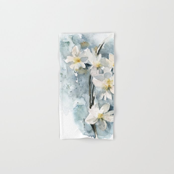 White daffodils Hand & Bath Towel