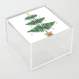 Cute Christmas Tree in Heart Pot Acrylic Box