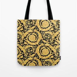 Black Gold Leaf Swirl Tote Bag