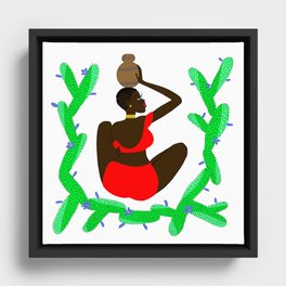 African woman with a vessel Framed Canvas