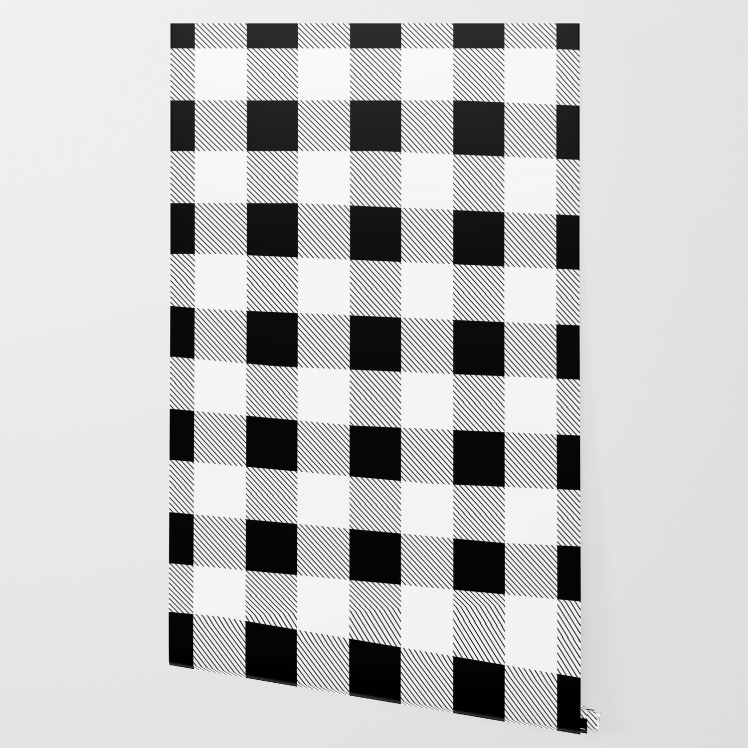 Western Country French Farmhouse Black And White Plaid Tartan