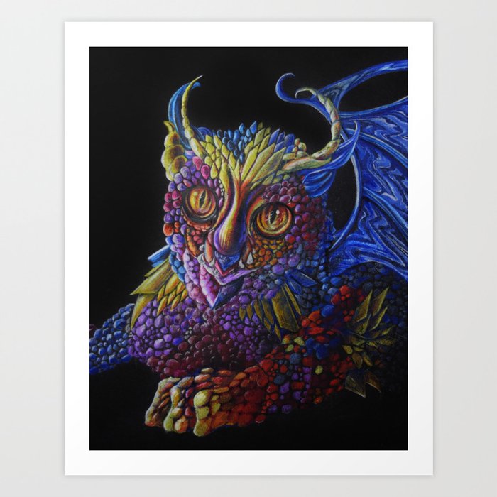 Baby Rainbow Dragon Colored Pencil Art Art Print By Sonjafunnell
