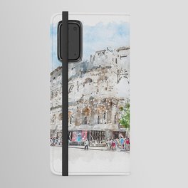 Aquarelle sketch art. The Pula Arena the amphitheatre located in Pula, Croatia Android Wallet Case