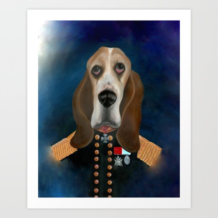 Admiral Tank Basset Hound Oil Painting Art Print By