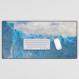 Argentina Photography - Blue Glacier Falling Into Water Desk Mat