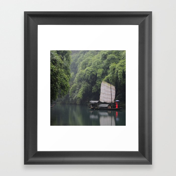 China Photography - Sailboat On The Forest River Framed Art Print