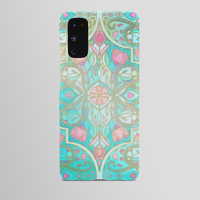 Floral Moroccan in Spring Pastels - Aqua, Pink, Mint & Peach Android Case
