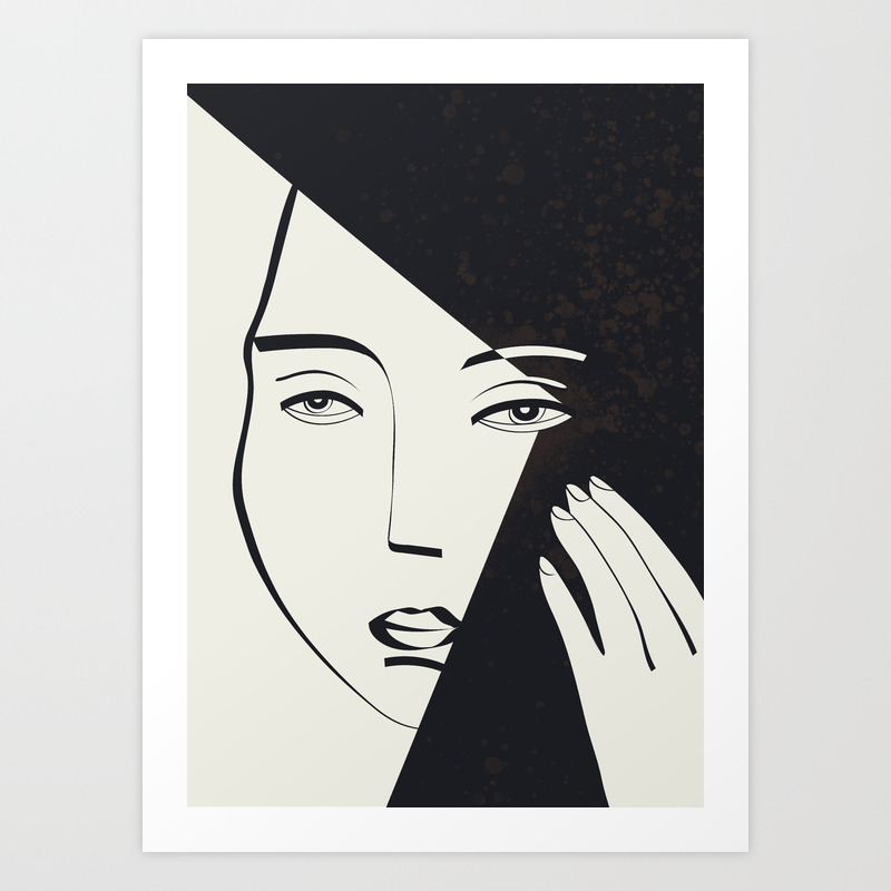 Abstract Face The Sad Woman Art Print By Heartskippedabeat