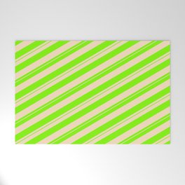 [ Thumbnail: Chartreuse and Bisque Colored Striped/Lined Pattern Welcome Mat ]
