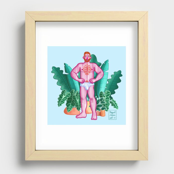 Ginger Boy and Plants Recessed Framed Print