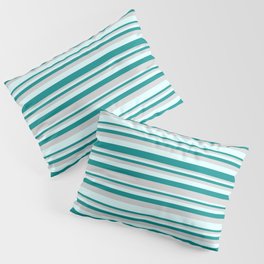 [ Thumbnail: Light Grey, Light Cyan, and Dark Cyan Colored Stripes Pattern Pillow Sham ]