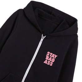 Stay Bad Ass in Green and Pink Kids Zip Hoodie