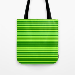 [ Thumbnail: Green and Light Green Colored Lined Pattern Tote Bag ]