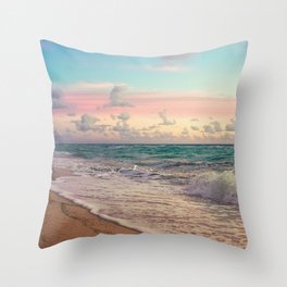 Beautiful: Sunset Relaxing, Peaceful, Coastal Seashore  Throw Pillow