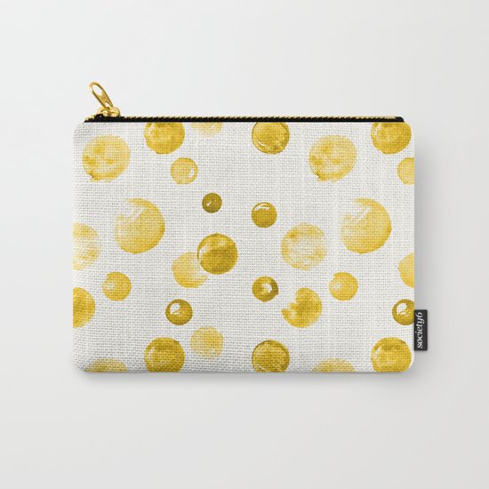 Yellow Watercolors Polka Dots Carry-All Pouch