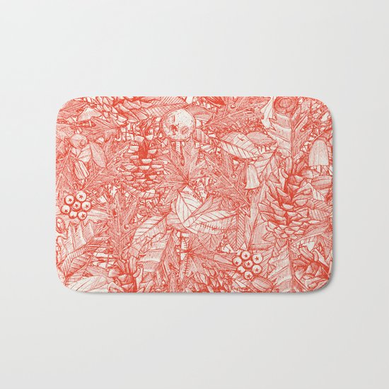 forest floor fire orange ivory Bath Mat