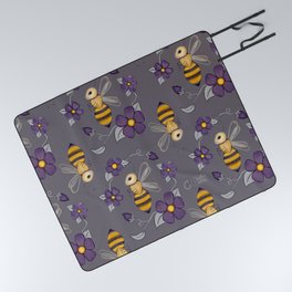 Bee Blossoms with gray Picnic Blanket