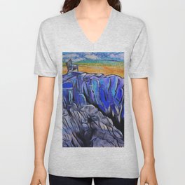 Ocean Cliff View V Neck T Shirt