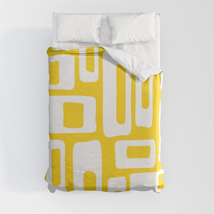 Retro Mid Century Modern Abstract Pattern 335 Yellow Duvet Cover
