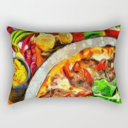 delicious pizza at the table Rectangular Pillow