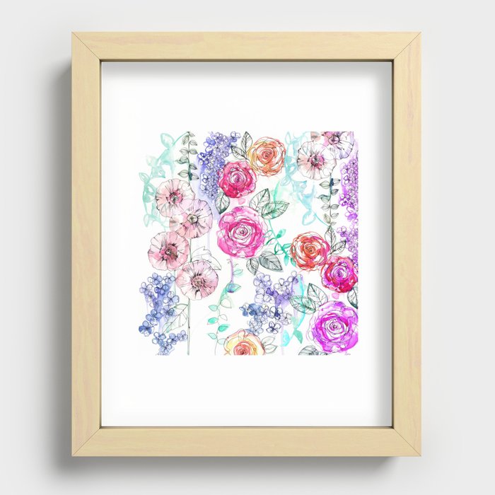 Pastel Rose Garden 02 Recessed Framed Print