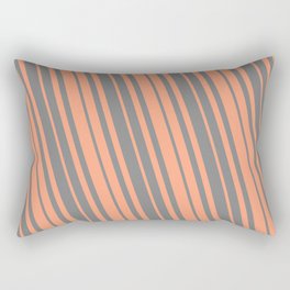[ Thumbnail: Light Salmon and Grey Colored Striped/Lined Pattern Rectangular Pillow ]