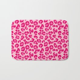 Leopard Print in Pastel Pink, Hot Pink and Fuchsia Bath Mat | Animalprint, Jungle, Pattern, Bigcats, Spots, Leopardprint, Wild, Pastelpink, Leopards, Leopard 