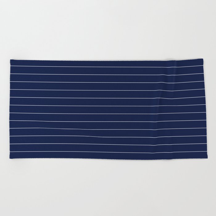 Navy Blue Pinstripe Line Stripe Minimalist Stripes Lines Drawing Beach Towel