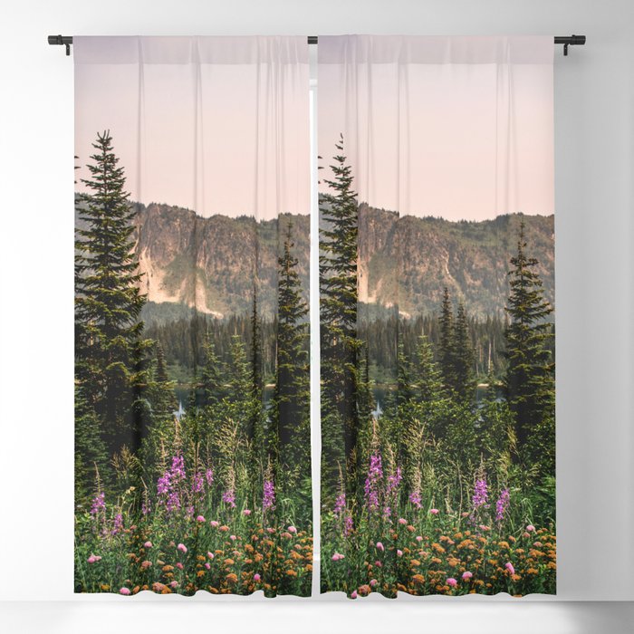 Mount Rainier Wildflower Adventure VII - Pacific Northwest Mountain Forest Wanderlust Blackout Curtain