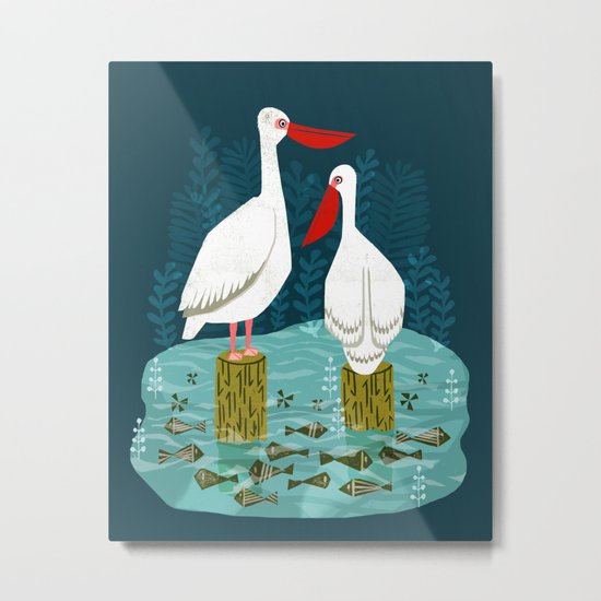 Two Pelicans by Andrea Lauren Metal Print