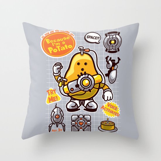 Mrs. Potato GLADos Throw Pillow
