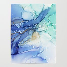 Blue Bubbly Waves Poster