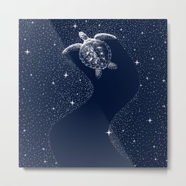 Starry Turtle Metal Print