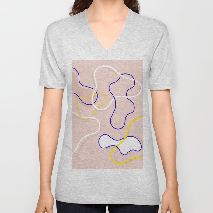Connecting Organic Lines on Blush V Neck T Shirt