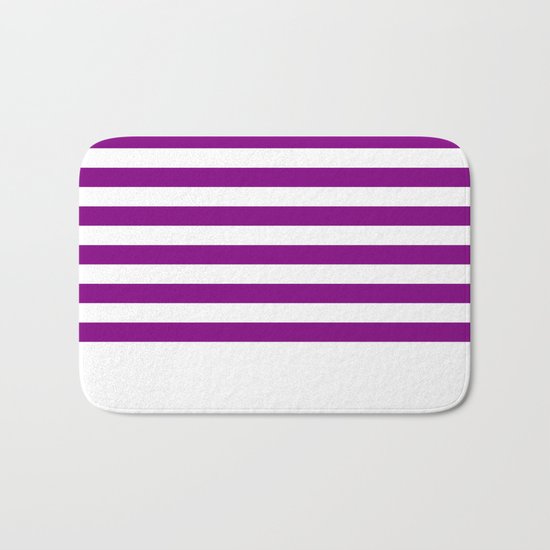 Horizontal Stripes (Purple/White) Bath Mat