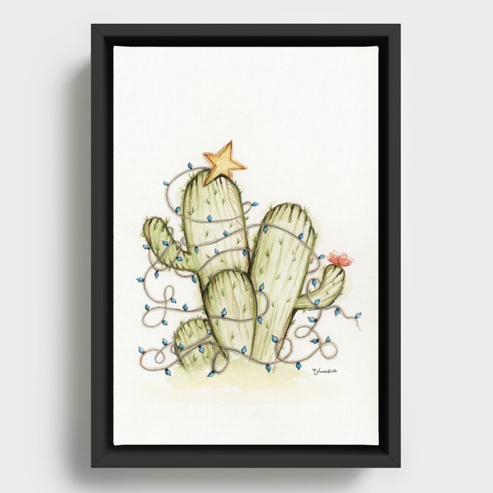 Feliz Navidad Cactus Framed Canvas