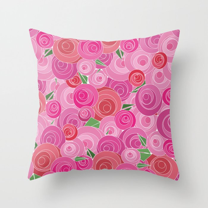 Pink Floral Throw Pillow