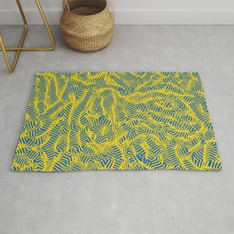 Meandering Abstract Artwork in Ukrainian National Colors (Blue and Yellow) Rug