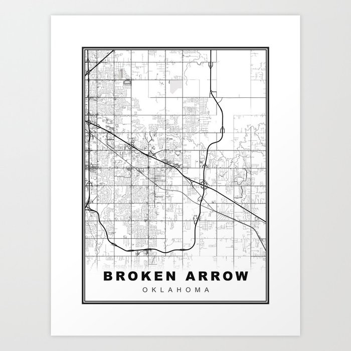Broken Arrow Map Art Print