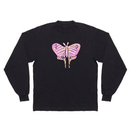 Moth Design- Watercolor Painting-Pink and Yellow Long Sleeve T-shirt