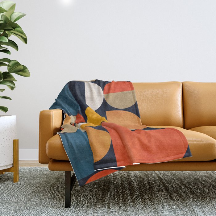 mid century geometric abstract Throw Blanket