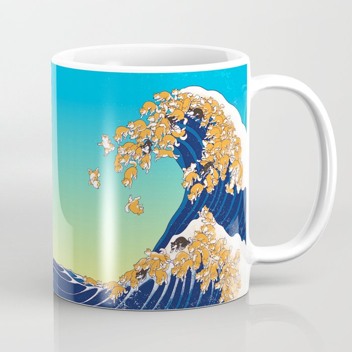 Shiba Inu in Great Wave Coffee Mug