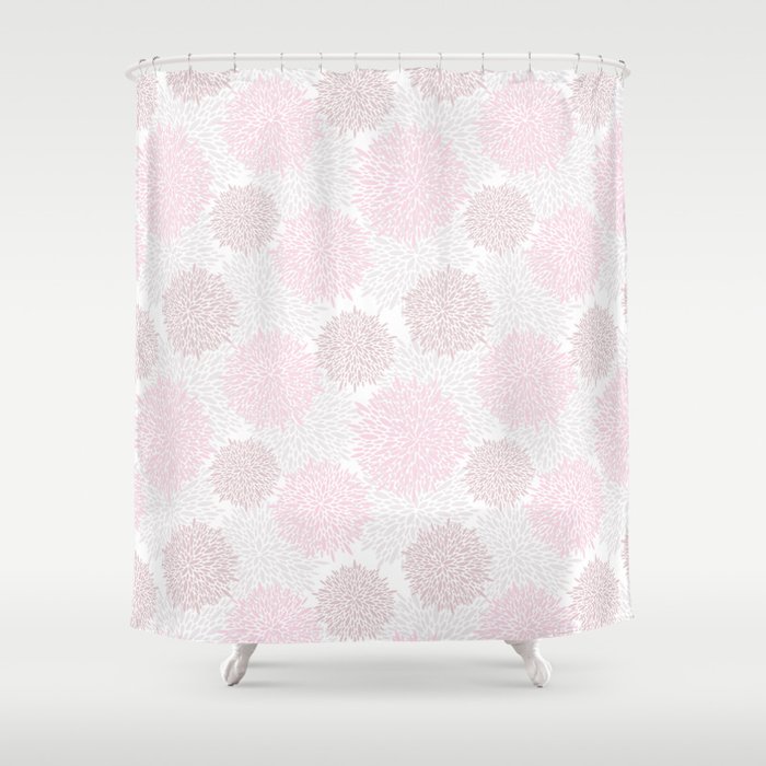 Blush Pink Brown Modern Pastel Color Floral Pattern Shower Curtain