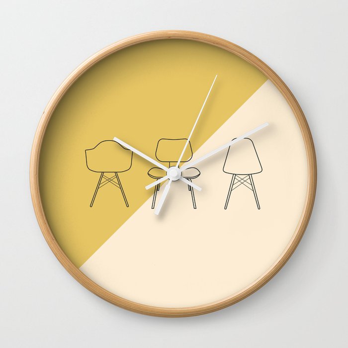 Eames Chairs // Mid Century Modern Minimalist Illustration Wall Clock