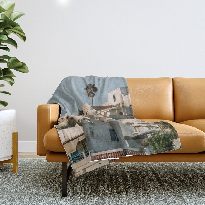 Town View; Chora, Naxos, Cycladic Island of Greece | Sunset Over Mediterranean City | Travel Photography Throw Blanket