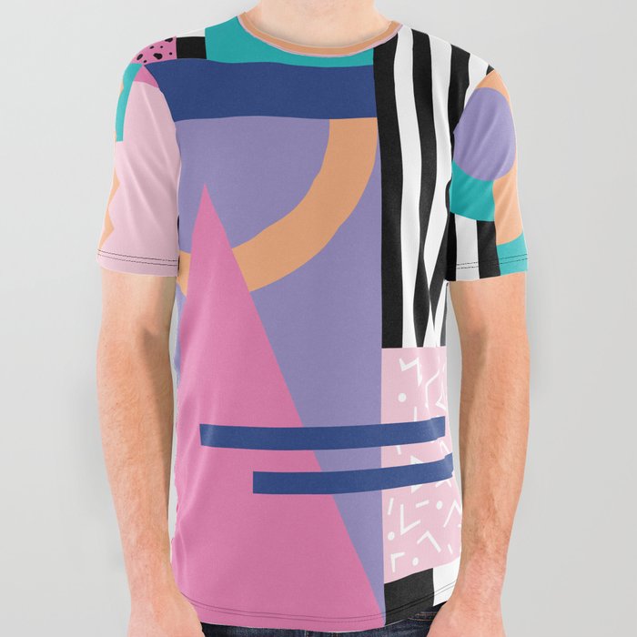 Memphis pattern 84 - 80s / 90s Retro All Over Graphic Tee